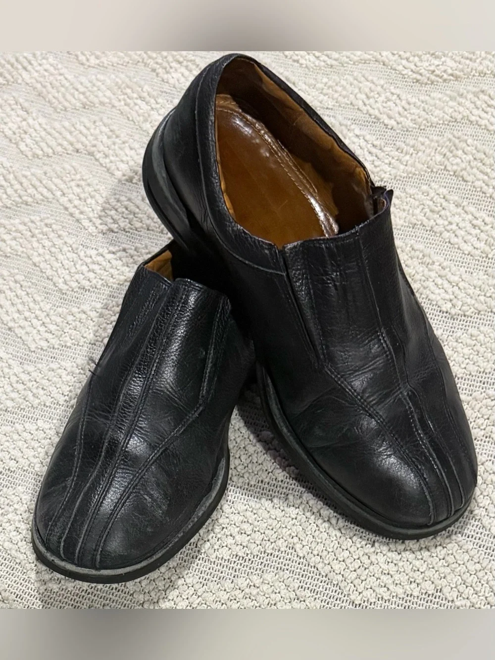 Sandro Moscoloni Comfortwalk Men's Black Leather Slip On Loafers 11 D Brazil